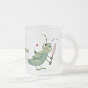 Niedliche Green Cricket Insekt Cartoon-Abbildung Mattglastasse