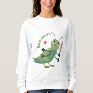 Niedliche Green Cricket Insekt Cartoon-Abbildung Sweatshirt