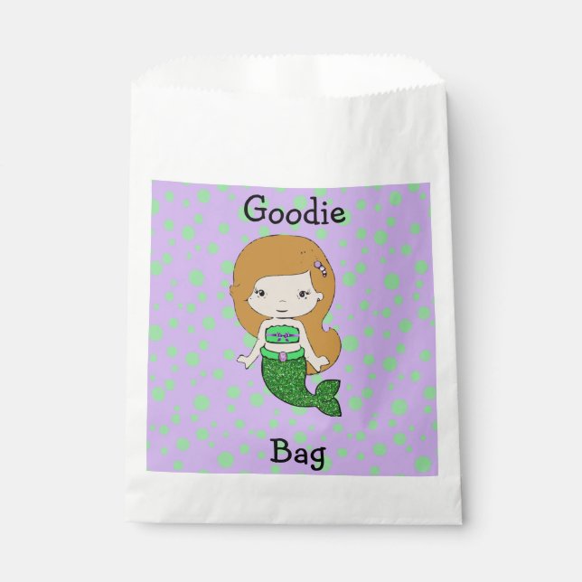 Niedliche Green & Lila Mermaid Goodie Bag Geschenktütchen (Vorderseite)