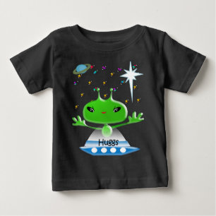 Niedliche Green Outer Space Außerirdischen mit Rau Baby T-shirt