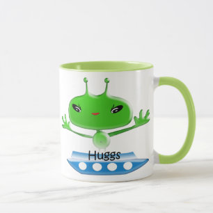 Niedliche Green Outer Space Außerirdischen mit Rau Tasse