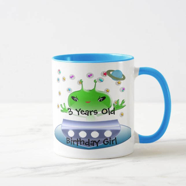 Niedliche Green Outer Space Außerirdischen mit Rau Tasse (Rechts)