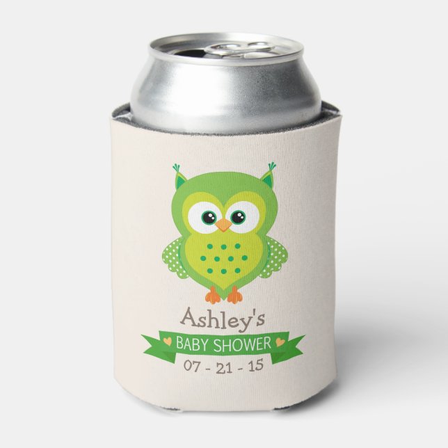 Niedliche Green Owl Babydusche Dosenkühler (Kanne Vorderseite)