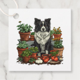 Niedliche Grenz-Collie-Gartenarbeit Geschenkanhänger