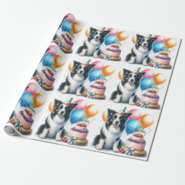 Niedliche Grenz-Collie Happy Birthday Wrapping Pap Geschenkpapier