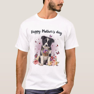 Niedliche Grenz-Collie Mama Blume Glücklicher Mutt T-Shirt
