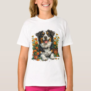 Niedliche Grenzbelastung in Blume T-Shirt