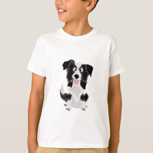 Niedliche Grenzcollie-Vorlagen-Kunst T-Shirt