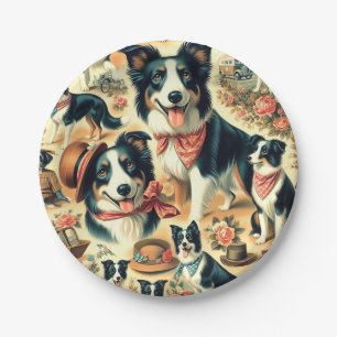 Niedliche Grenze Collie Seamless Pappteller