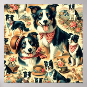 Niedliche Grenze Collie Seamless Poster