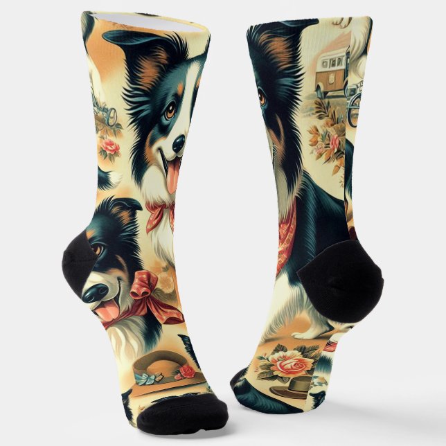 Niedliche Grenze Collie Seamless Socken (Gewinkelt)