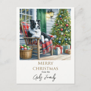 Niedliche Grenze Collie Weihnachtsfeiertag Postkarte