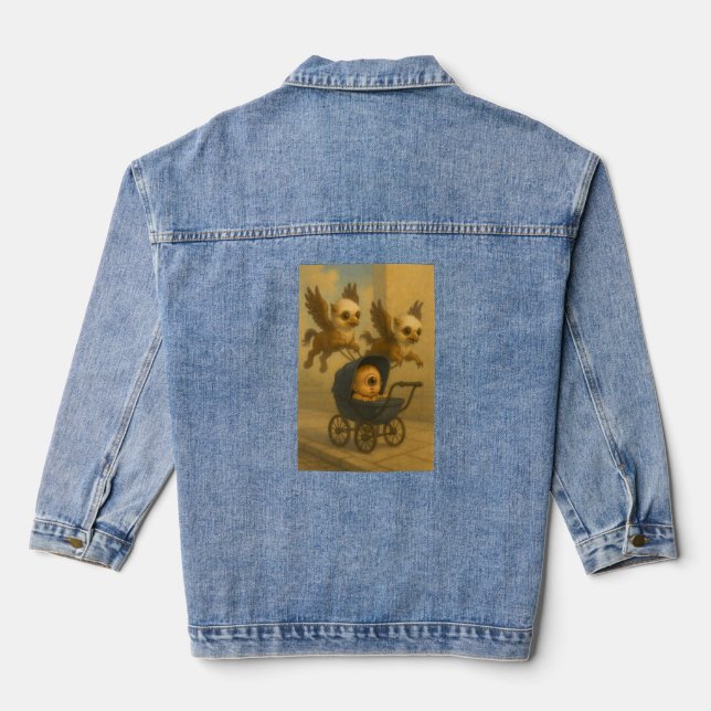 Niedliche Griffins & Baby Cyclops Mythology Fantas Jeansjacke (Rückseite)