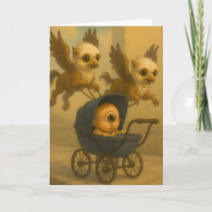 Niedliche Griffins & Baby Cyclops Mythology Fantas Karte