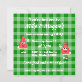 Niedliche GRILLEN Watermelon Printable Housewarmin Einladung