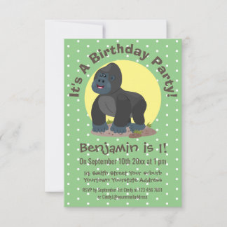Niedliche grobe Gorilla-Cartoon-Illustration Einladung
