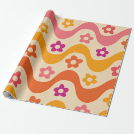 Niedliche Groovy-Blume auf Retrowellen Geschenkpapier