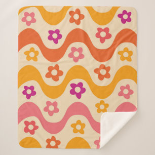 Niedliche Groovy-Blume auf Retrowellen Sherpadecke