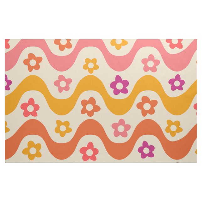 Niedliche Groovy-Blume auf Retrowellen Stoff (Fat Quarter (45,7 x 55,9 cm))
