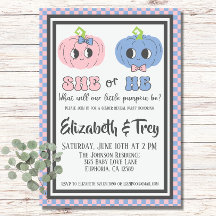 Niedliche Groovy Halloween Pumpkin Gender Reveal