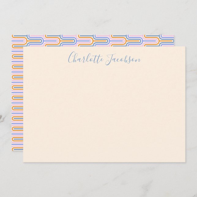 Niedliche Groovy Lavender Geometric Art Personalis Mitteilungskarte (Vorne/Hinten)