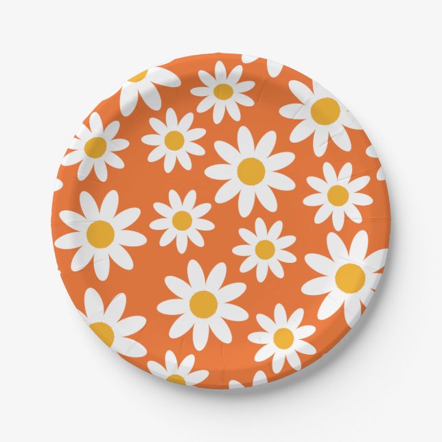 Niedliche Groovy Retro Daisy Paper Teller (Vorderseite)