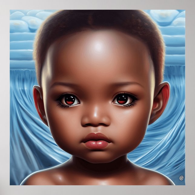 Niedliche Großaugen Mädchen Kleinkinder Moderne Ku Poster (Vorne)