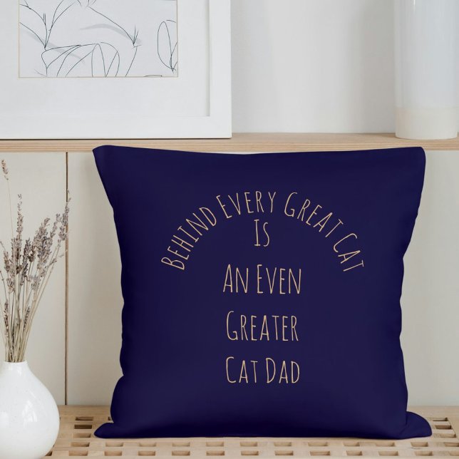 Niedliche große Cat Vater Zitat Geschenk Navy Blue Kissen (Von Creator hochgeladen)