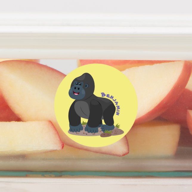 Niedliche, große Gorilla-Cartoon-Abbildung Etiketten (Befestigt)