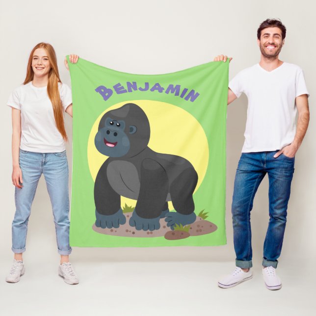 Niedliche, große Gorilla-Cartoon-Abbildung Fleecedecke (Beispiel)