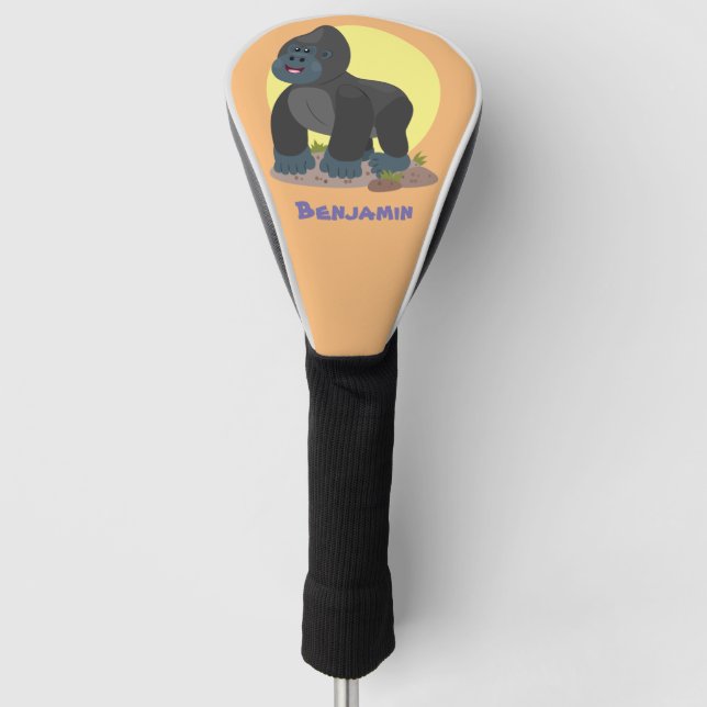 Niedliche, große Gorilla-Cartoon-Abbildung Golf Headcover (Vorderseite)