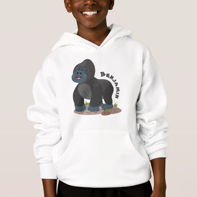 Niedliche, große Gorilla-Cartoon-Abbildung Hoodie (Vorderseite)