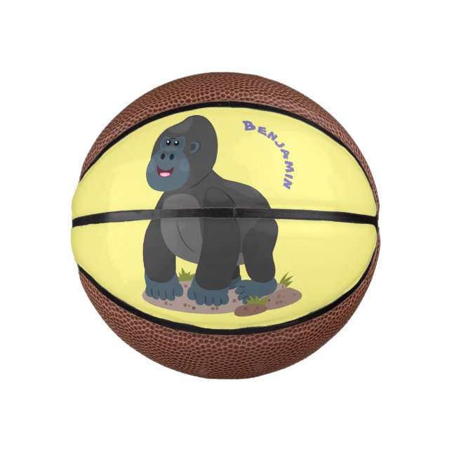 Niedliche, große Gorilla-Cartoon-Abbildung Mini Basketball (Vorderseite)
