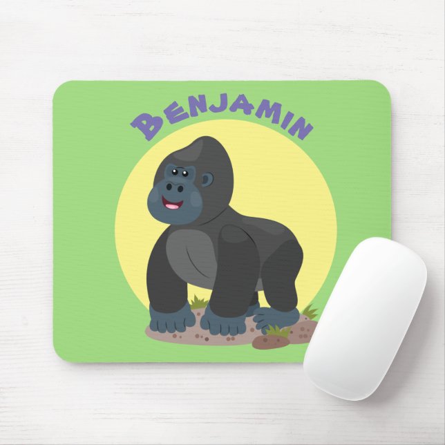 Niedliche, große Gorilla-Cartoon-Abbildung Mousepad (Mit Mouse)