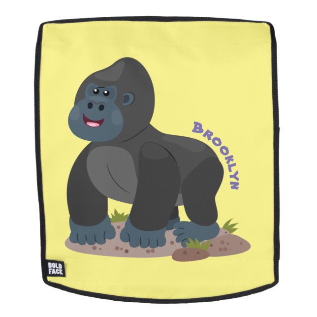 Niedliche, große Gorilla-Cartoon-Abbildung Rucksack (Abnehmbare Front)