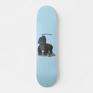 Niedliche, große Gorilla-Cartoon-Abbildung Skateboard