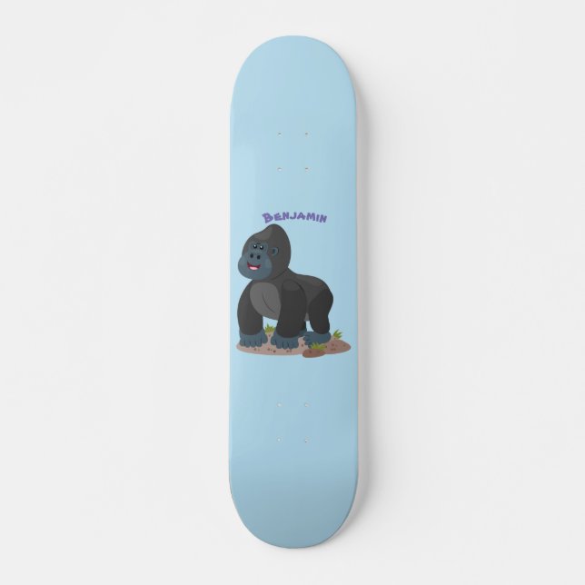 Niedliche, große Gorilla-Cartoon-Abbildung Skateboard (Vorne)