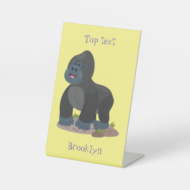 Niedliche, große Gorilla-Cartoon-Abbildung Sockelschild (Vorderseite)