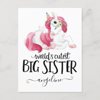 Niedliche große Schwester Unicorn Postkarte