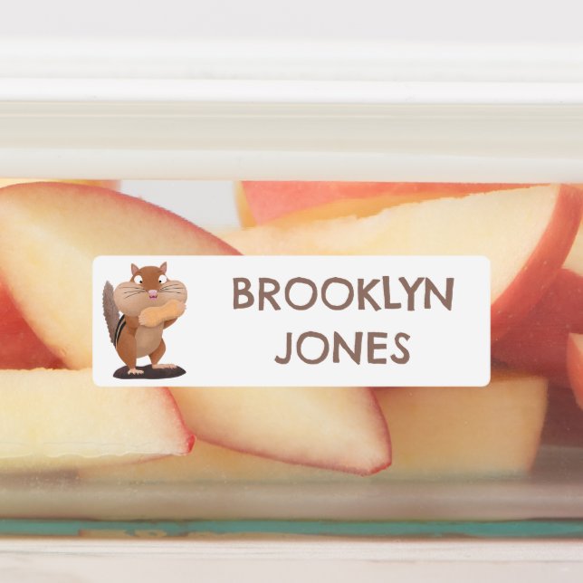 Niedliche große Wangen Chipmunk Cartoon personalis Etiketten (Befestigt)