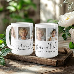 Niedliche Großkinder machen Life Grand 4 Foto Kaffeetasse<br><div class="desc">Dieses überlegte Geschenk für Großeltern, bietet ein individuelles Foto Collage Design mit einer 4-Foto-Vorlage, um mit Fotos der Enkel zu personalisieren. Eine Kombination moderner handgeschriebener Schrift kombiniert mit einem modernen serifenlosen Sans-Schriftart schreibt: "Enkel machen das Leben großartig!" Diese Tasse ist ein wunderbares Geschenk für den Großelterntag, Geburtstag, Urlaub und vieles...</div>