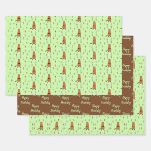 Niedliche Groundhog- und Tulip-Blume Geschenkpapier Set