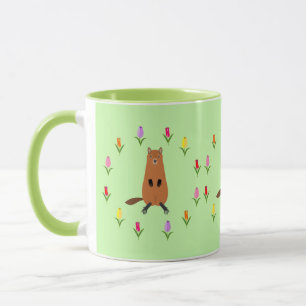 Niedliche Groundhog- und Tulip-Blume Tasse