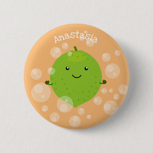 Niedliche grün Limone Blasen Cartoon Abbildung Button