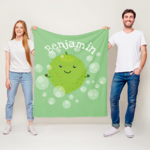 Niedliche grün Limone Blasen Cartoon Abbildung Fleecedecke