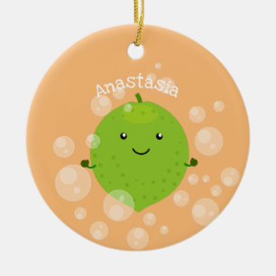 Niedliche grün Limone Blasen Cartoon Abbildung Keramik Ornament