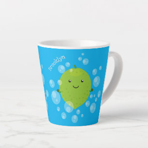 Niedliche grün Limone Blasen Cartoon Abbildung Milchtasse