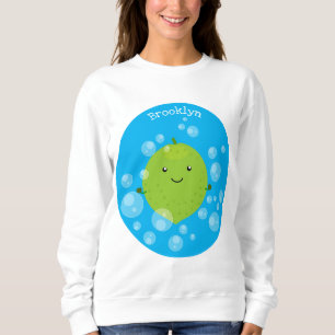 Niedliche grün Limone Blasen Cartoon Abbildung Sweatshirt