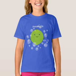 Niedliche grün Limone Blasen Cartoon Abbildung T-Shirt