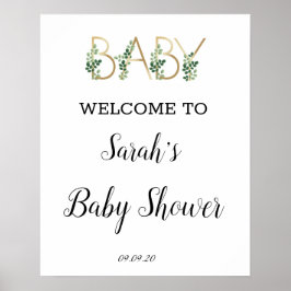 Niedliche Grünanlage Slogan Baby Dusche Empfang Poster